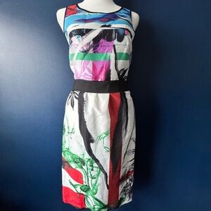 Clover Canyon Medium Sleeveless Printed Dress – Vibrant Abstract Art